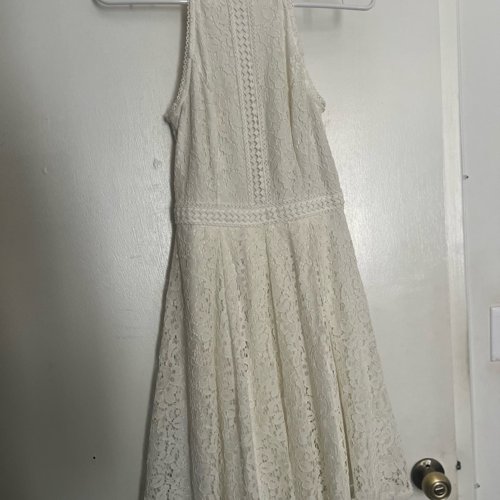 Aqua White Cream Lace Dress
